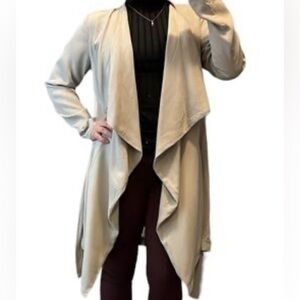 CAROLINA BELLE MONTREAL  Sz L Cascade Front Belted Unlined Blazer Jacket